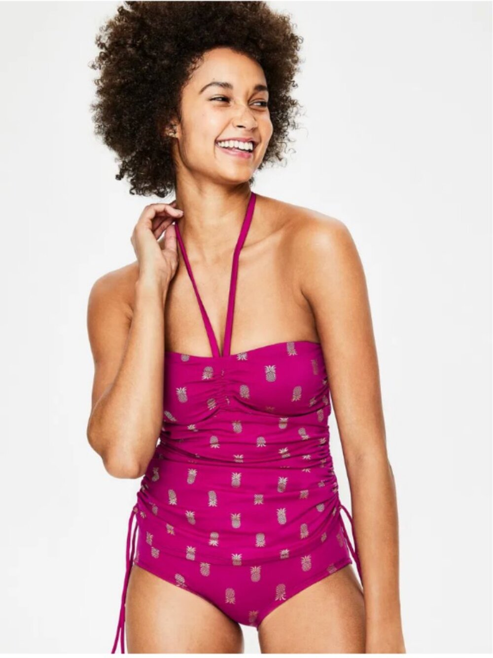 Boden Women's Sardinia One Piece Gold Pineapples Design Size 14 Long